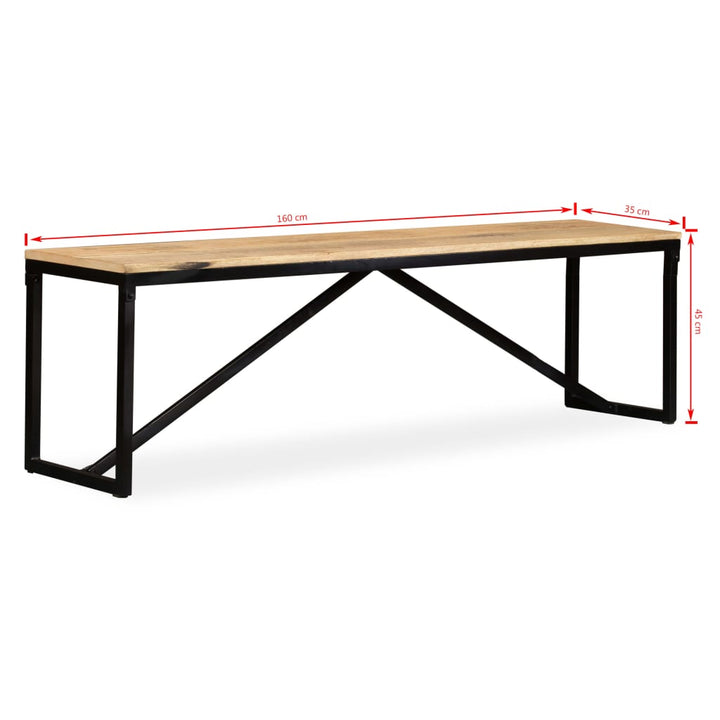 bænk i massivt mangotræ 160 x 35 x 45 cm