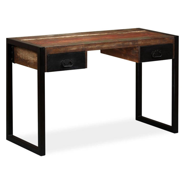 skrivebord med 2 skuffer 120x50x76 cm massivt genbrugstræ