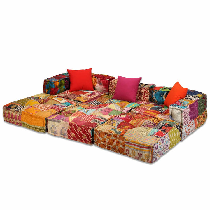 3-personers modulpuf stof patchwork
