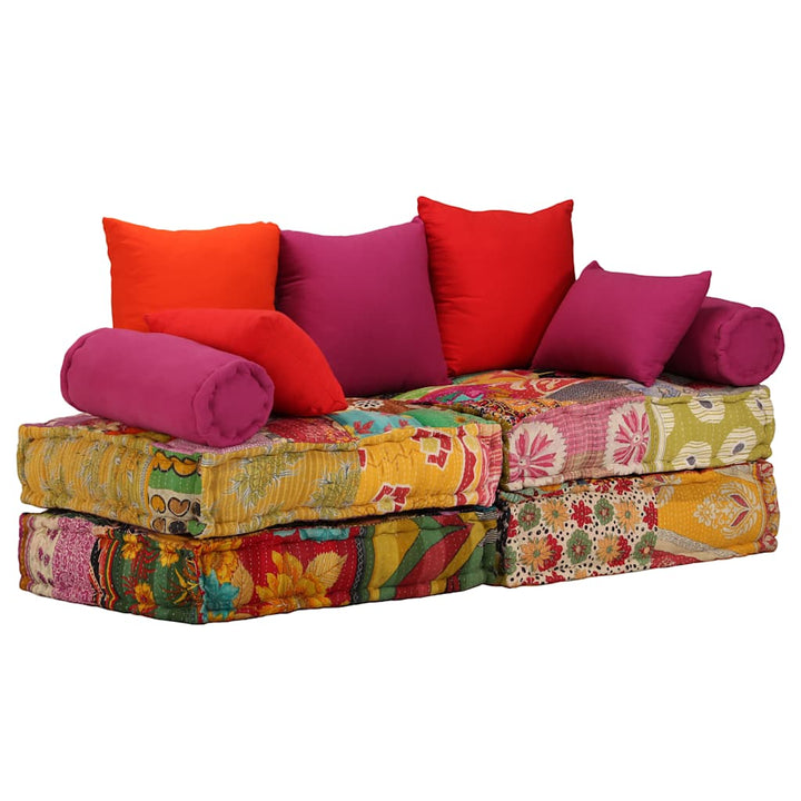 2-personers modulpuf stof patchwork