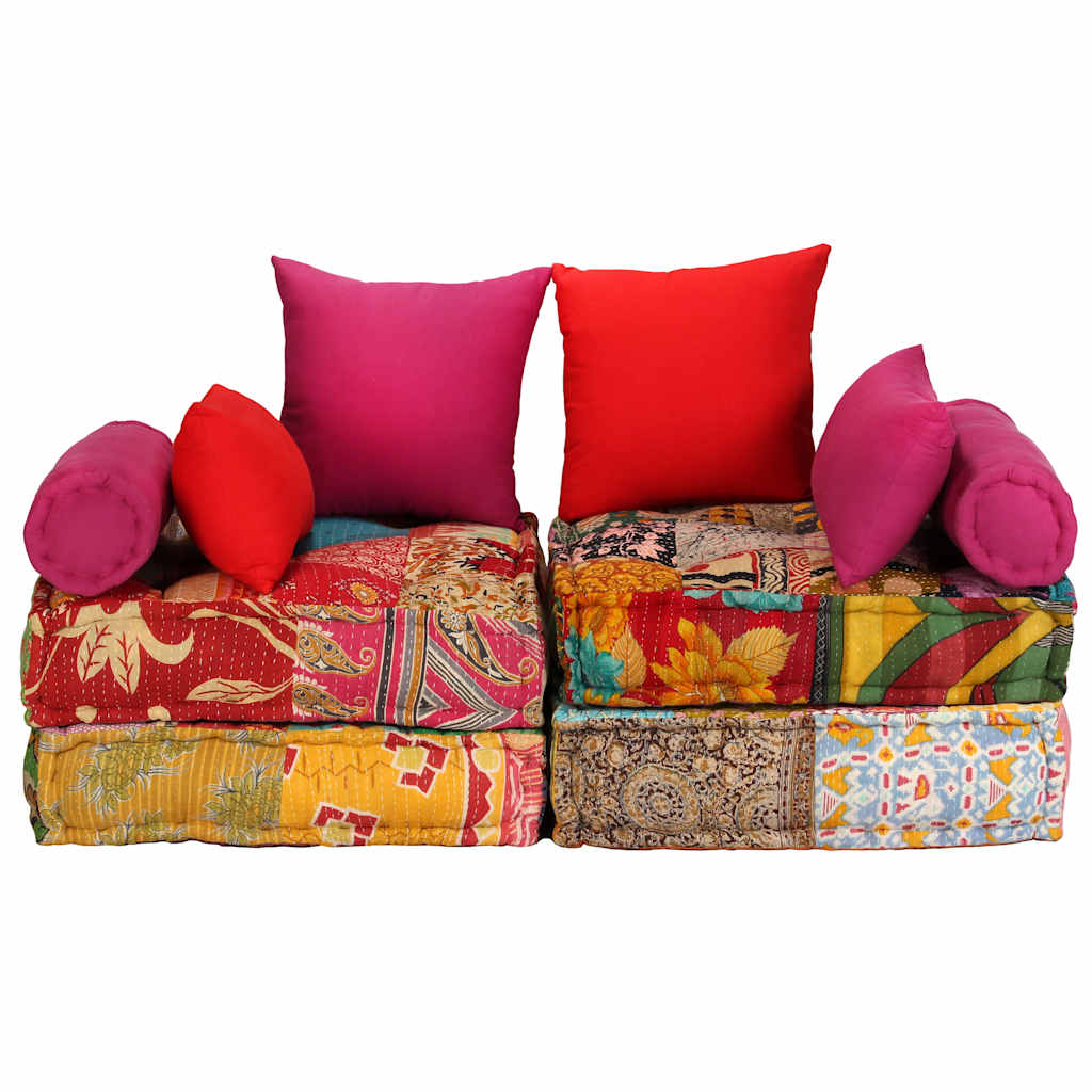 2-personers modulpuf stof patchwork