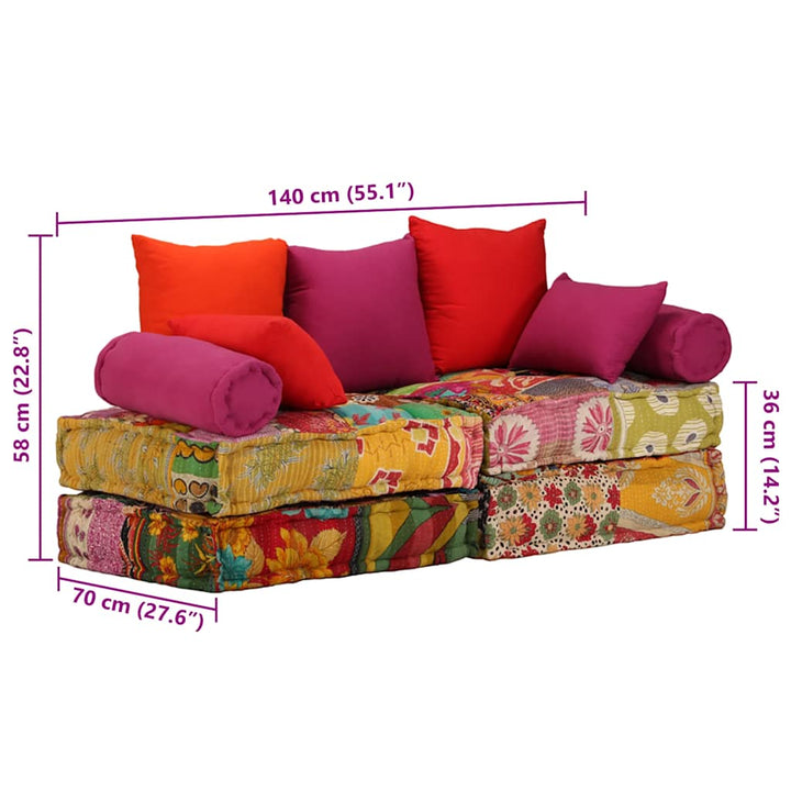 2-personers modulpuf stof patchwork