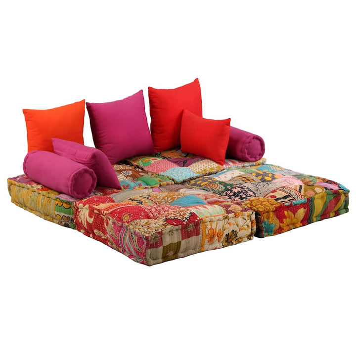2-personers modulpuf stof patchwork
