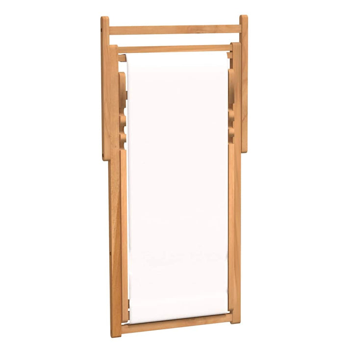 dækstol 56x105x96 cm teak cremefarvet