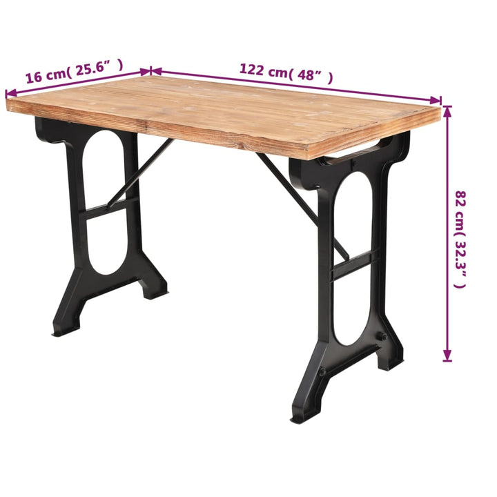spisebord massivt fyrretræsbordplade 122 x 65 x 82 cm