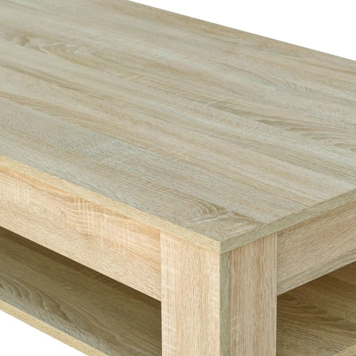 sofabord 110x65x48 cm konstrueret træ egetræsfarvet