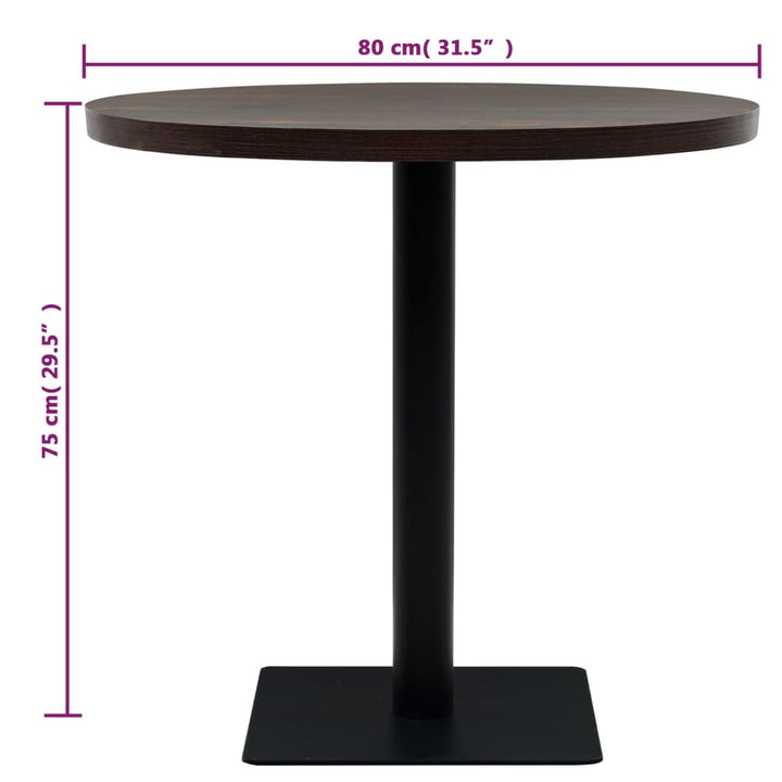 bistrobord MDF og stål rund 80 x 75 cm mørk aske