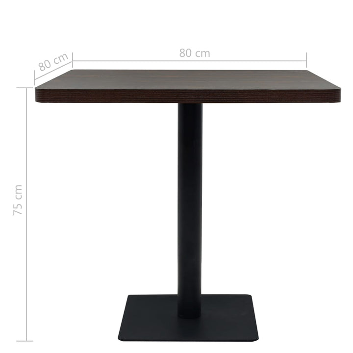 bistrobord MDF og stål firkantet 80 x 80 x 75 cm mørk aske