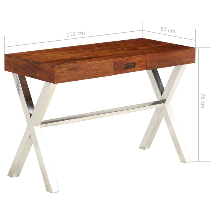 skrivebord 110x50x76 cm massivt akacietræ honningfarvet finish