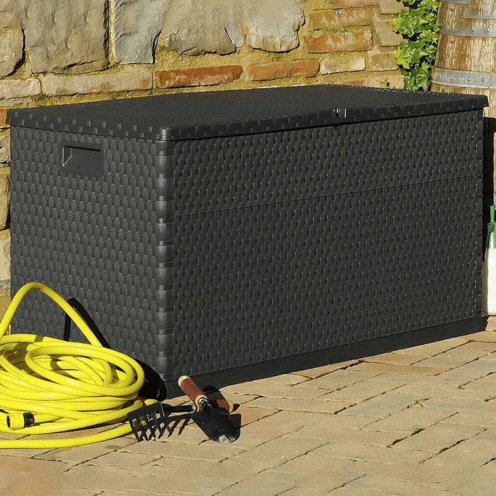 udendørs opbevaringkasse 120x56x63 cm polyrattan antracitgrå