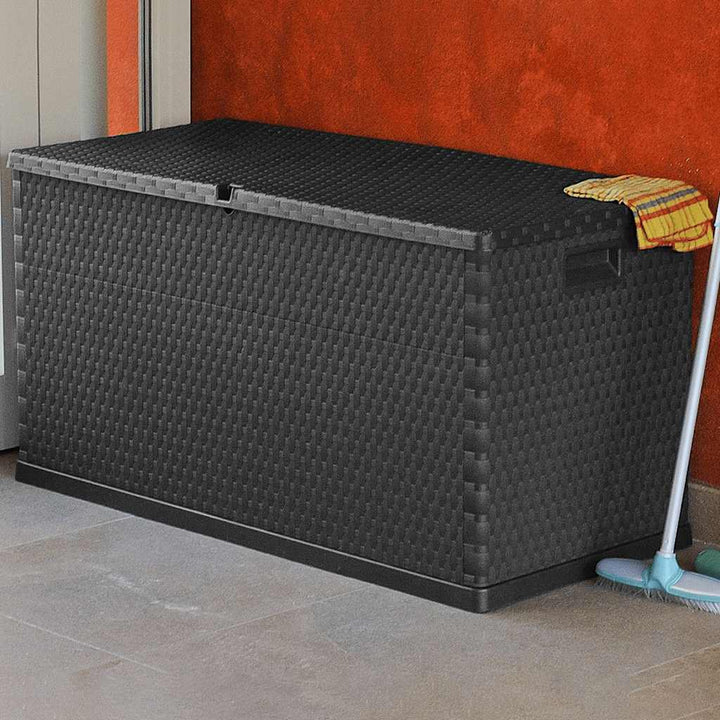 udendørs opbevaringkasse 120x56x63 cm polyrattan antracitgrå
