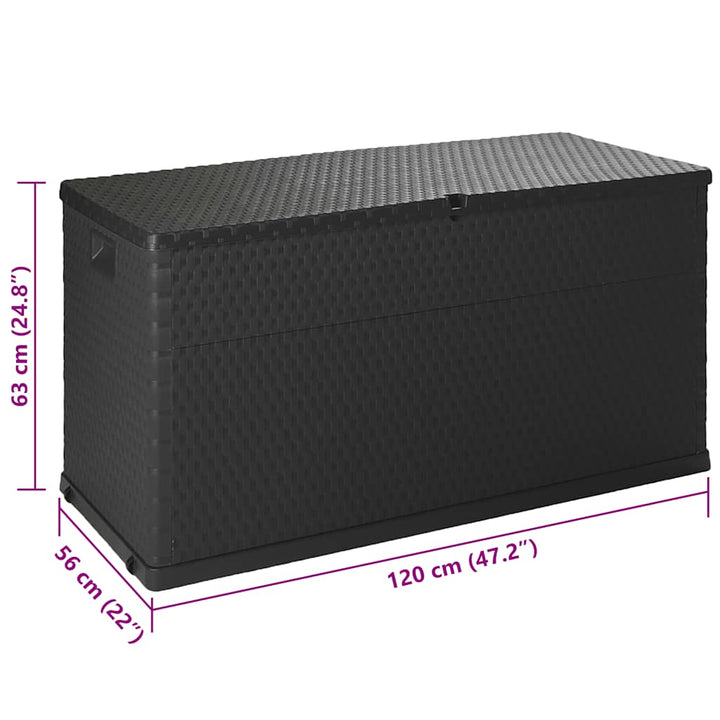 udendørs opbevaringkasse 120x56x63 cm polyrattan antracitgrå