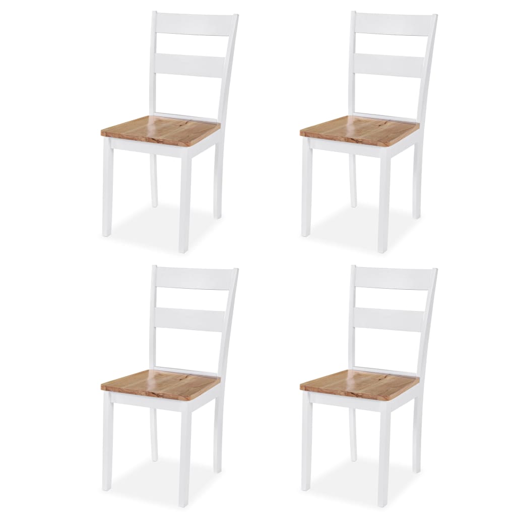 spisebordssæt 5 dele MDF og gummitræ hvid