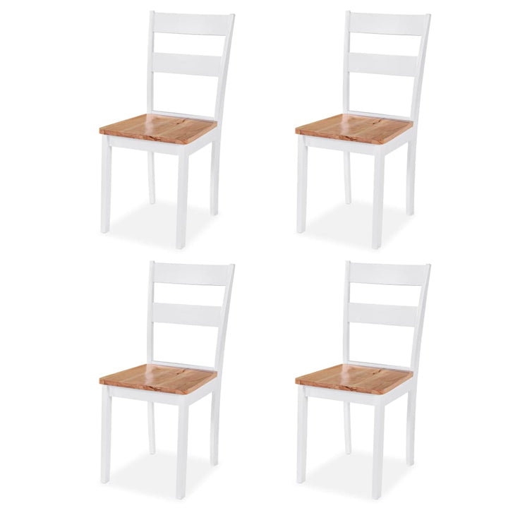 spisebordssæt 5 dele MDF og gummitræ hvid