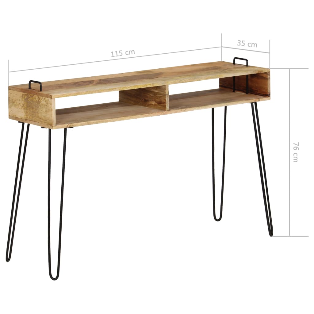 konsolbord i massivt mangotræ 115 x 35 x 76 cm