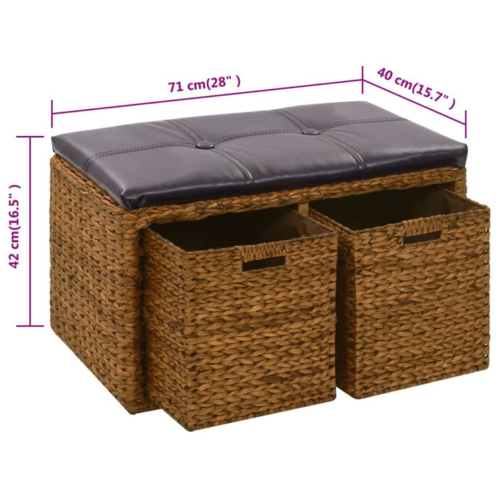 bænk med 2 kurve søgræs 71 x 40 x 42 cm brun