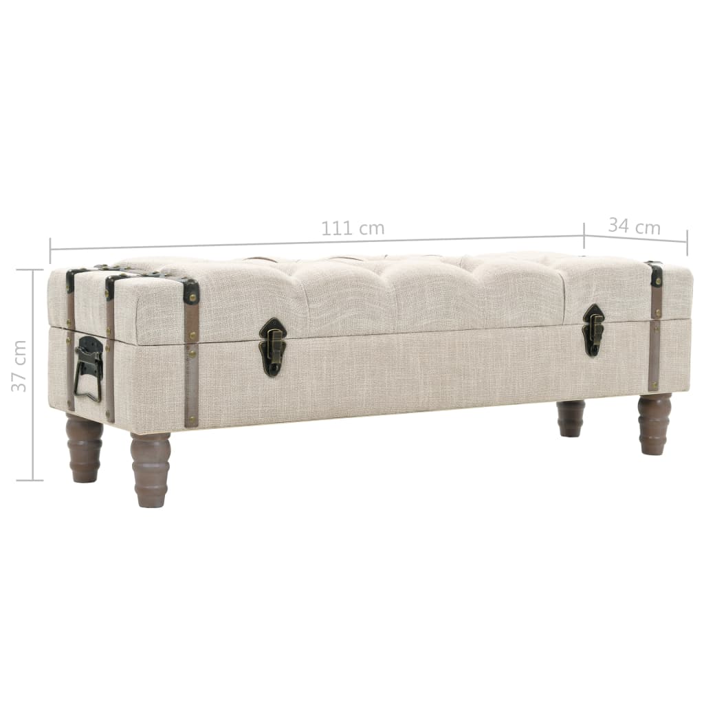opbevaringsbænk 111x34x37 cm massivt træ og stål