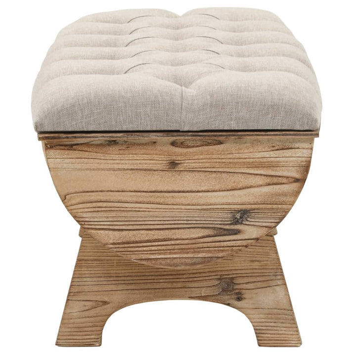 opbevaringsbænk massivt træ og stof 103 x 51 x 44 cm
