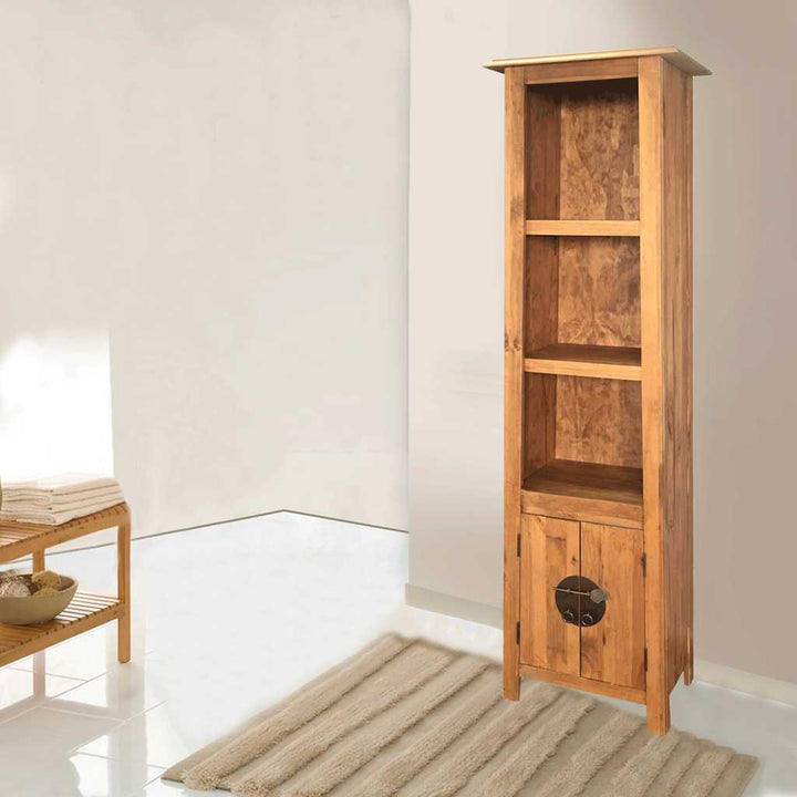 fritstående badeværelsesskab 48x32x170 cm massivt fyrretræ