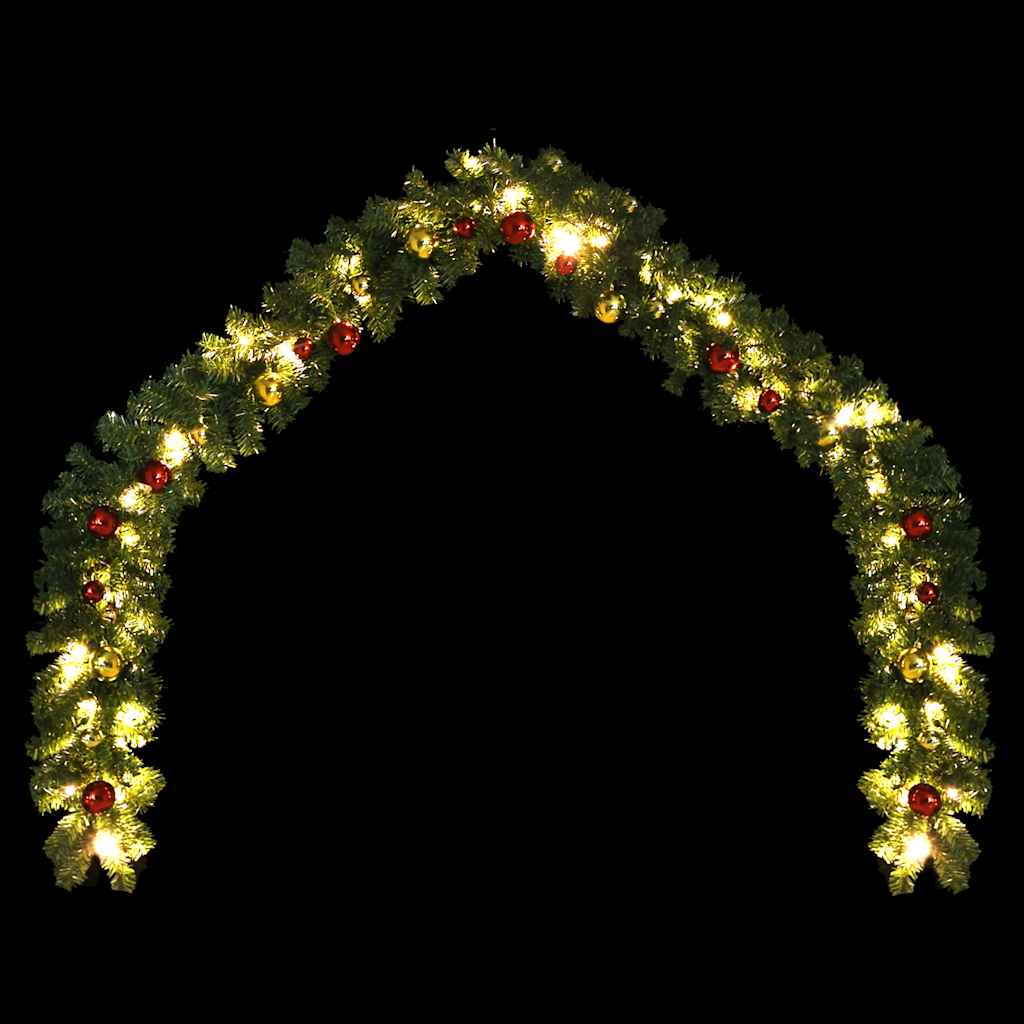 juleguirlande dekoreret med kugler og LED-lys 20 m
