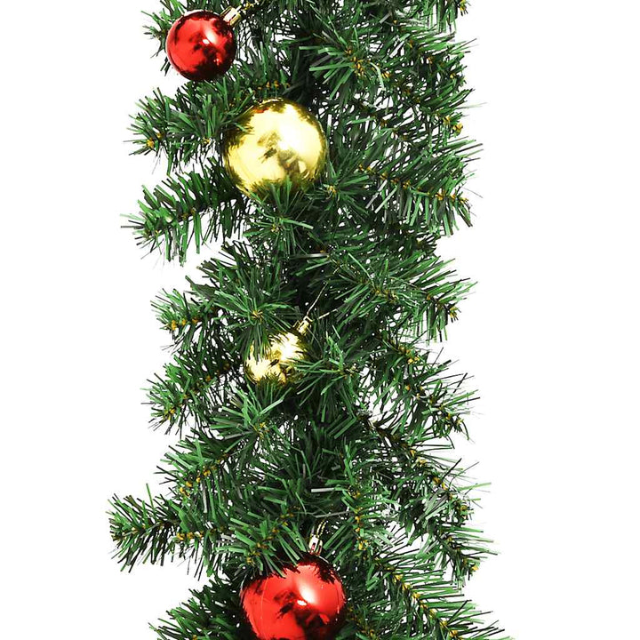 juleguirlande dekoreret med kugler og LED-lys 20 m