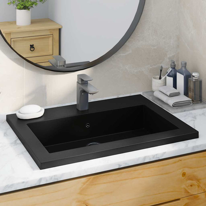 håndvask 600x450x120 mm granit sort