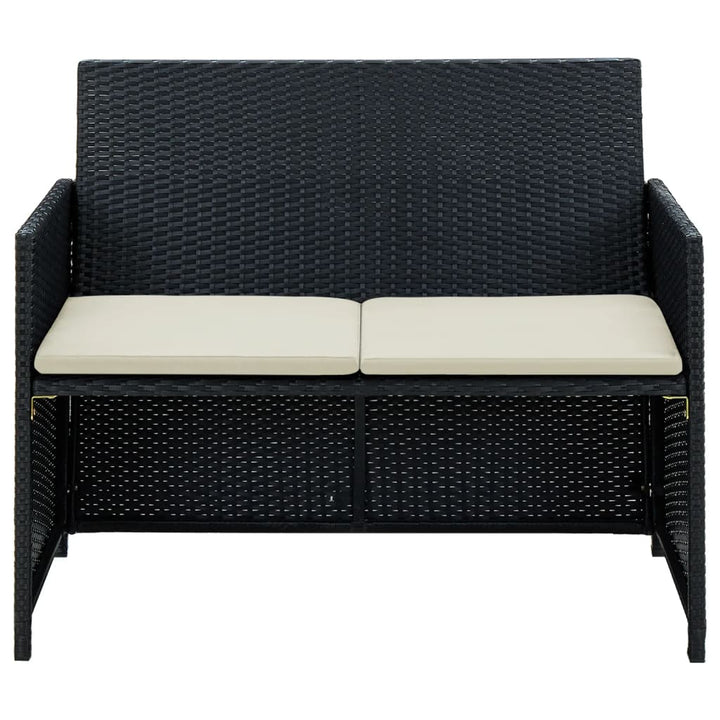 2-personers havesofa med hynder sort polyrattan