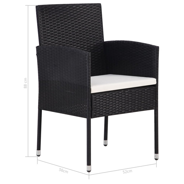 udendørs spisebordssæt 9 dele med hynder polyrattan sort