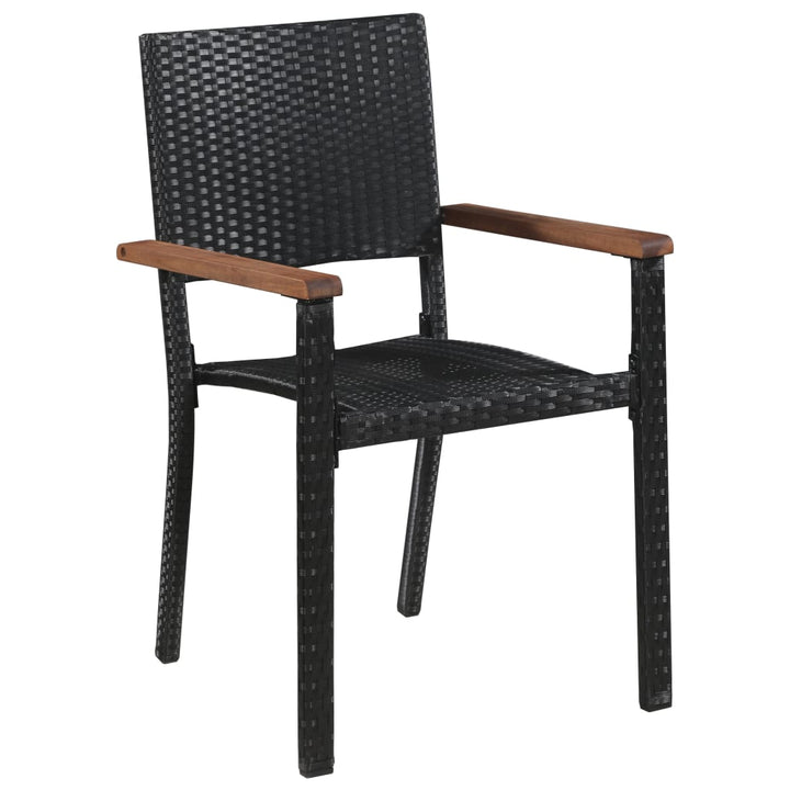 udendørs spisebordssæt 9 dele polyrattan akacietræ sort