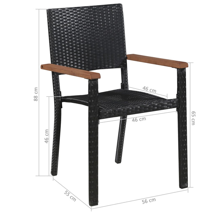 udendørs spisebordssæt 9 dele polyrattan akacietræ sort