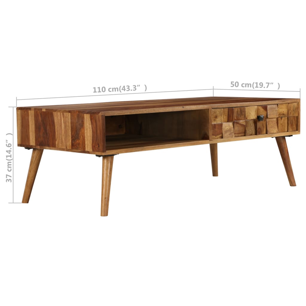 sofabord i massivt akacietræ honningfarvet finish 110x50x37cm