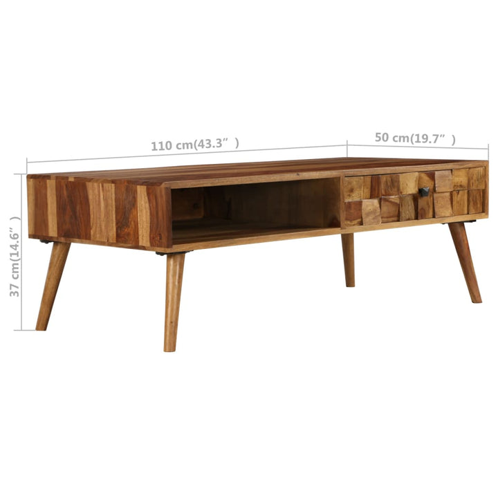 sofabord i massivt akacietræ honningfarvet finish 110x50x37cm