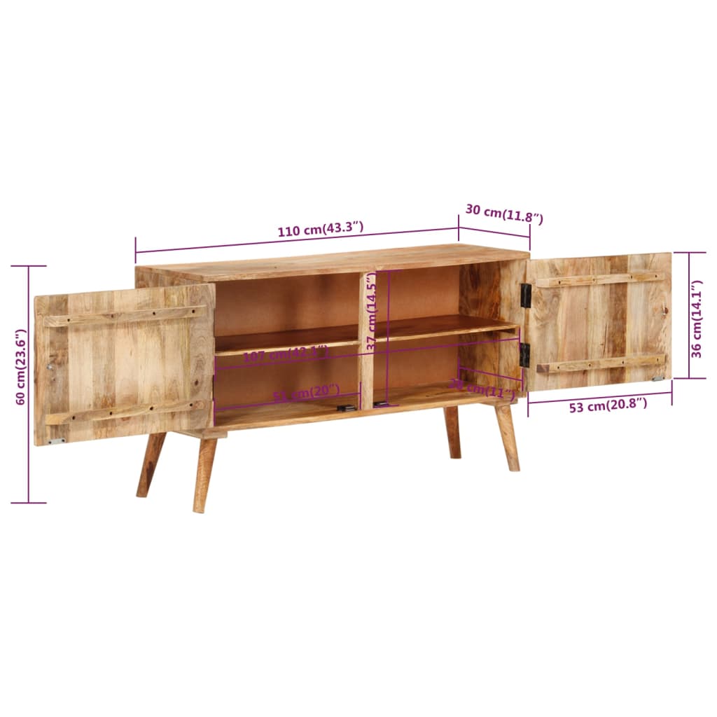 skænk 110x30x60 cm massivt mangotræ