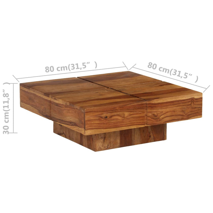 sofabord 80x80x30 cm massivt akacietræ