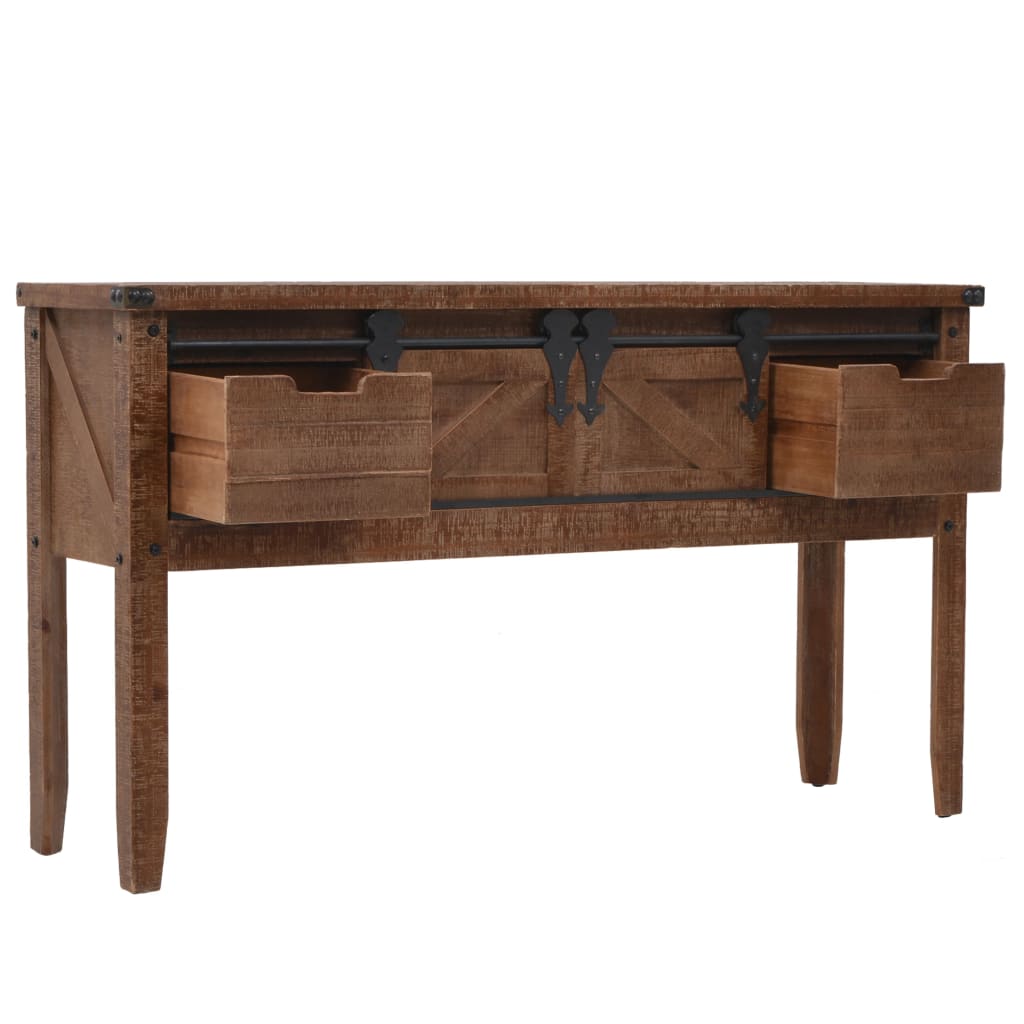 konsolskab i massivt grantræ 131 x 35,5 x 75 cm brun