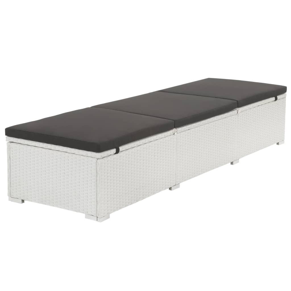 liggestol med hynde polyrattan hvid