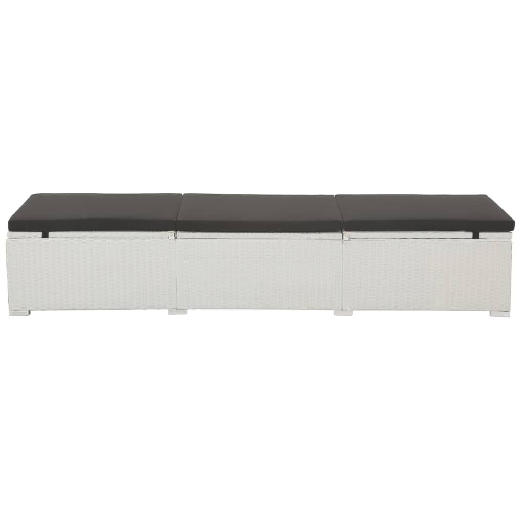 liggestol med hynde polyrattan hvid