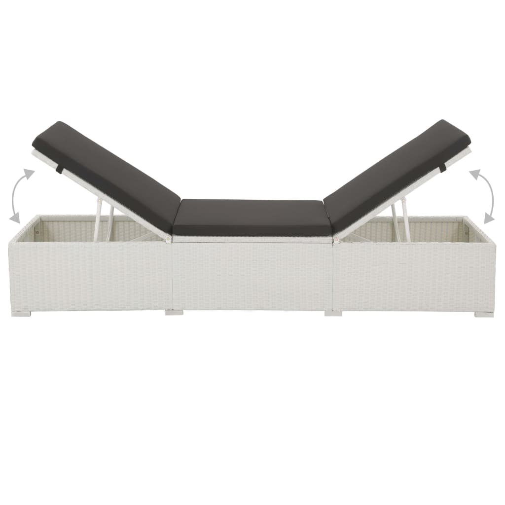 liggestol med hynde polyrattan hvid