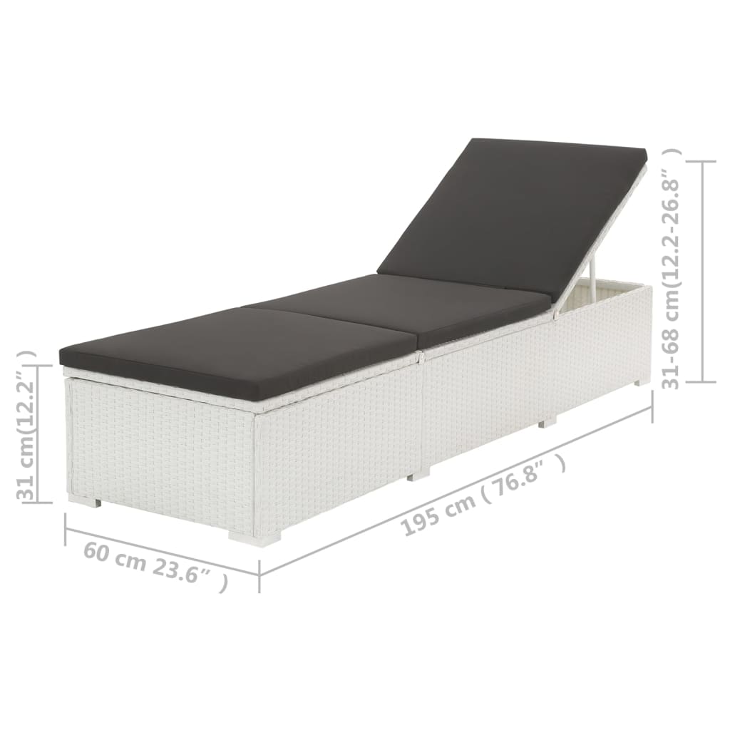 liggestol med hynde polyrattan hvid