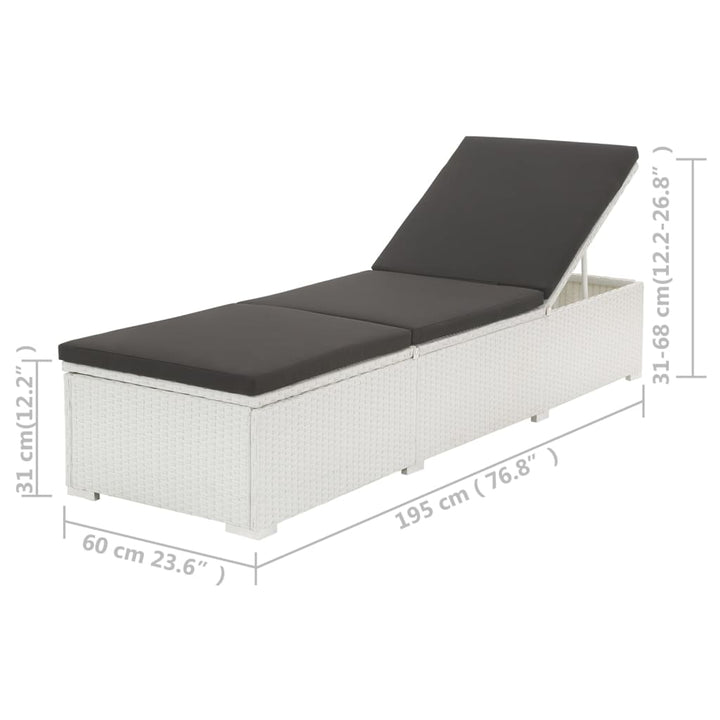 liggestol med hynde polyrattan hvid