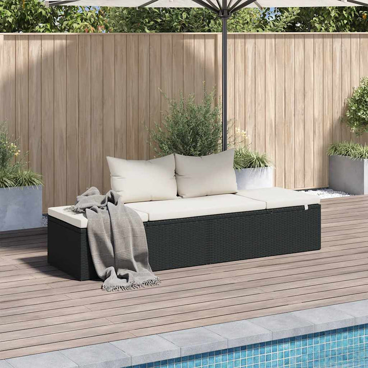solseng sort 195 x 60 cm polyrattan
