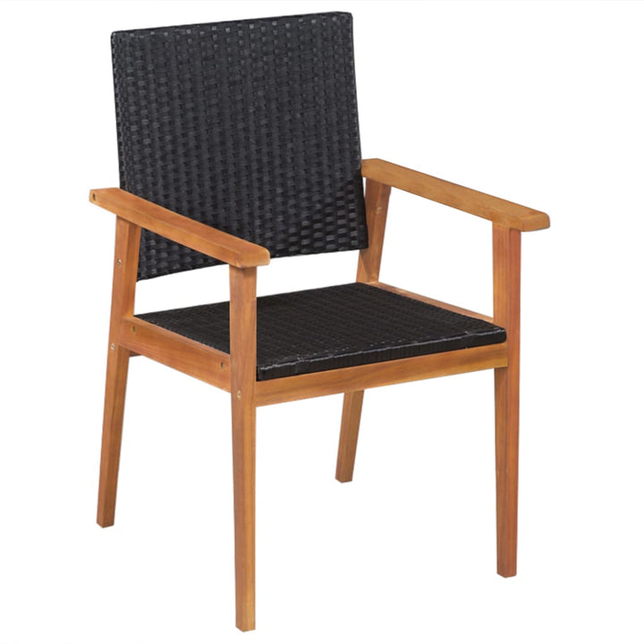 udendørs spisebordssæt 5 dele polyrattan sort og brun