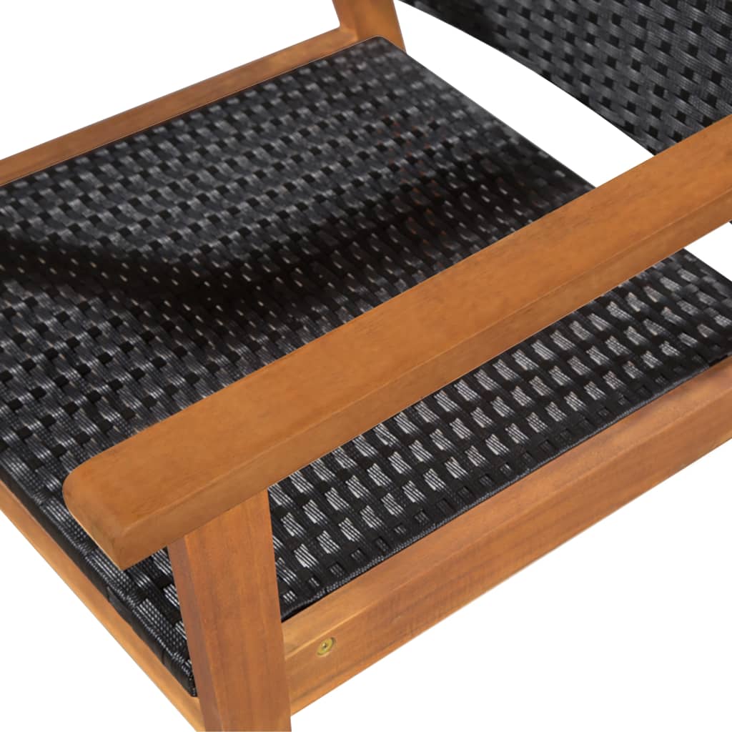 udendørs spisebordssæt 5 dele polyrattan sort og brun