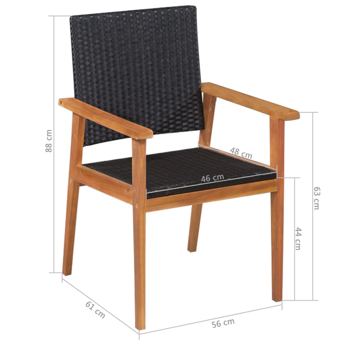 udendørs spisebordssæt 5 dele polyrattan sort og brun