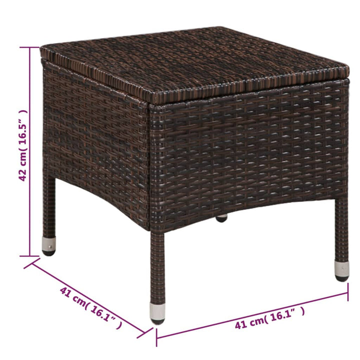 havestol og skammel med hynde polyrattan brun