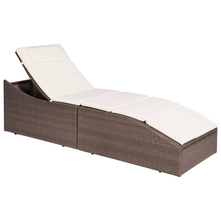 liggestol med hynde polyrattan brun