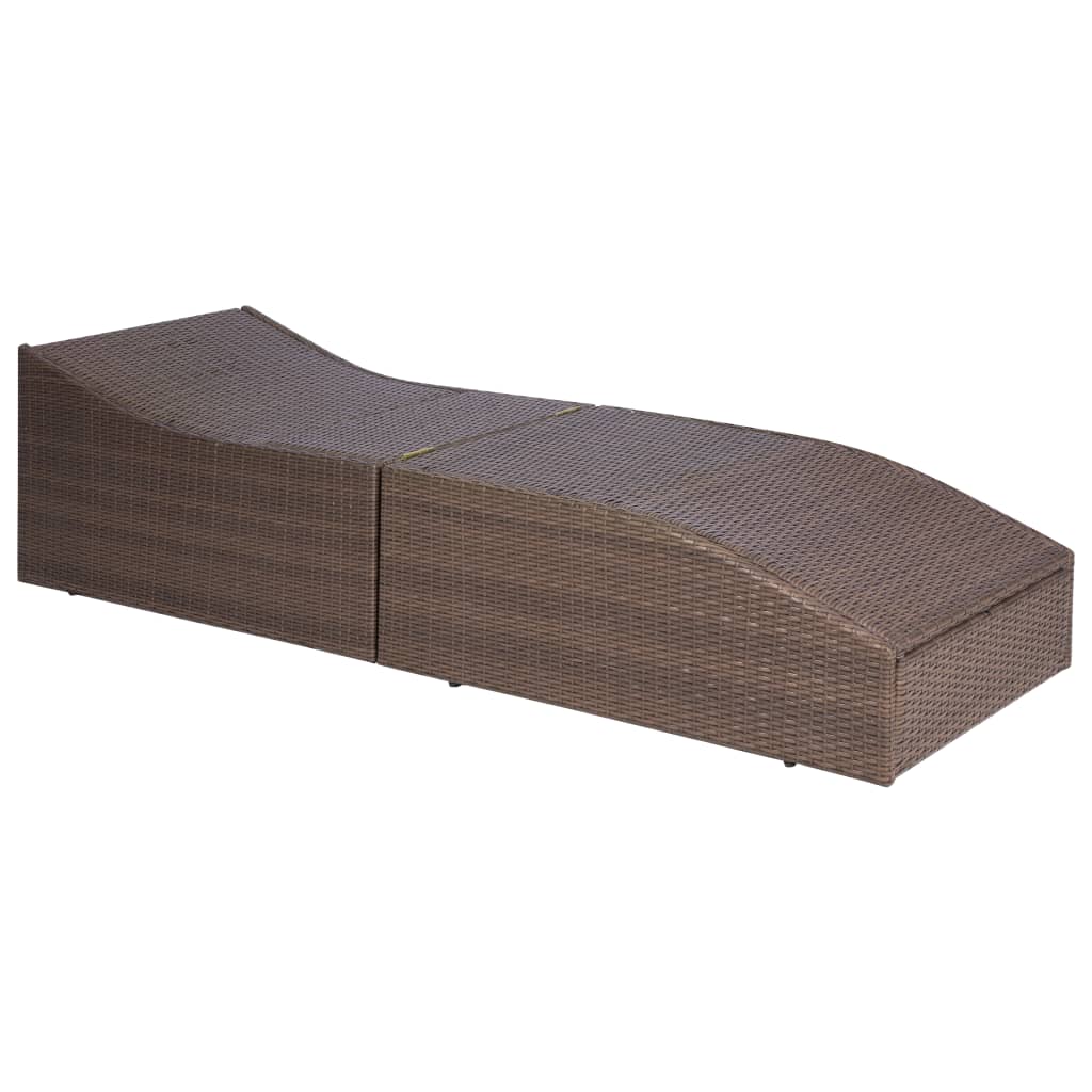 liggestol med hynde polyrattan brun