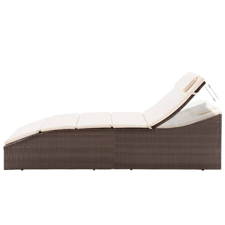 liggestol med hynde polyrattan brun
