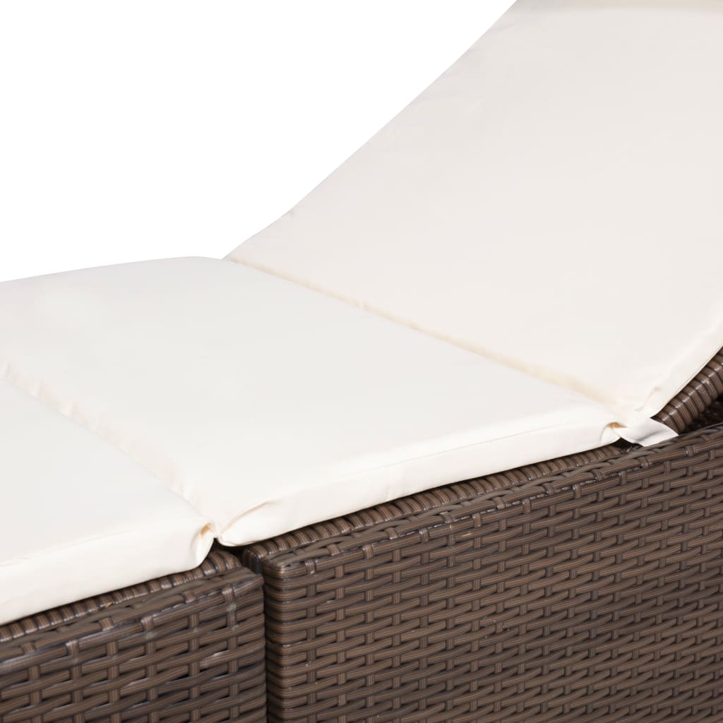 liggestol med hynde polyrattan brun