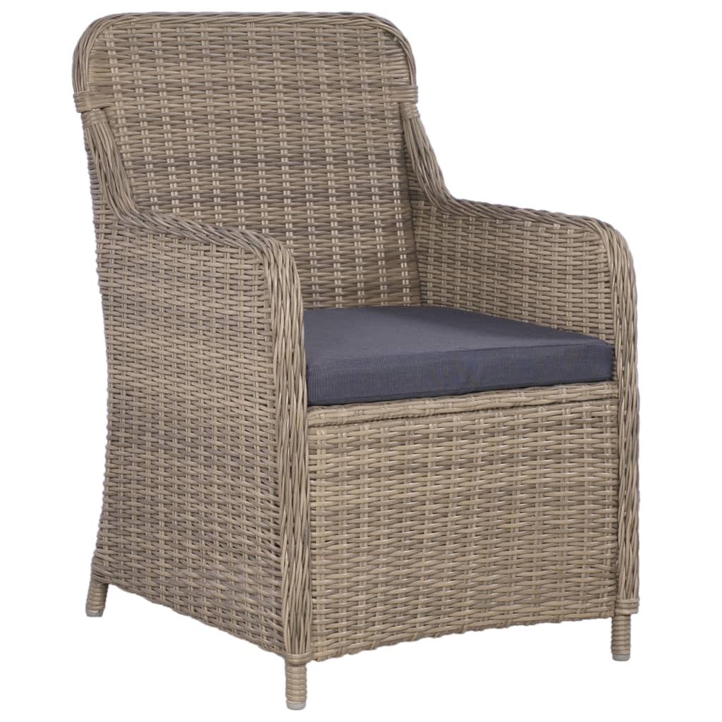 havestole med hynder 2 stk. polyrattan brun